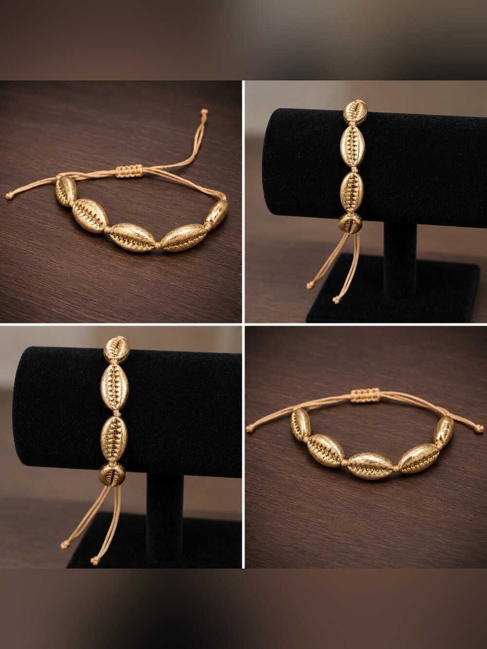 Plunder Gold-Tone Cowrie Bead Adjustable Bracelet